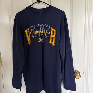 Under Armour Navy Long-Sleeve Graphic Tee with Yellow Logo
